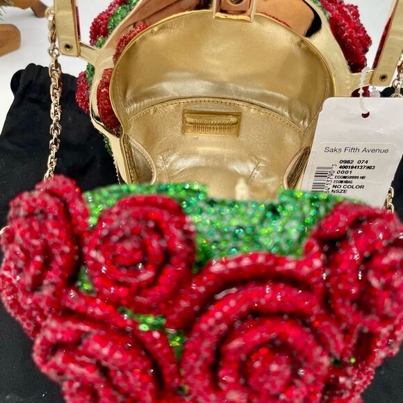 Women’s Judith Lieber bag of roses, crystal clutch bag made in Italy - Picture 3 of 10